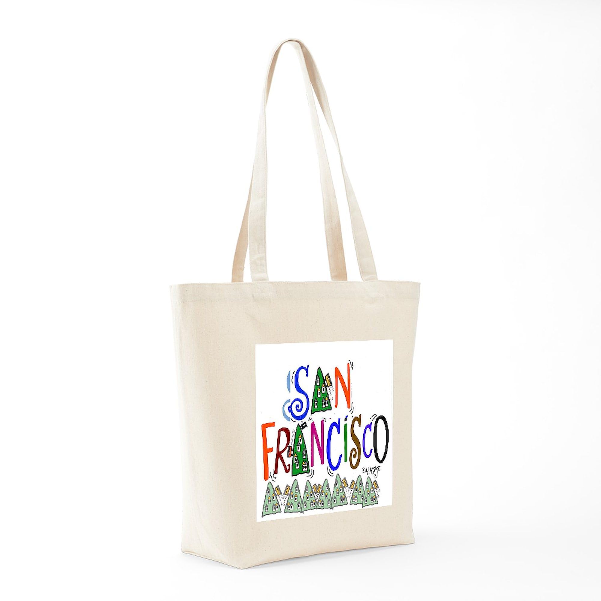 San Francisco Gift Tote Bag - Natural Canvas Reusable Shopping Bag with City Design | Eco-Friendly Grocery Bag for Travel, Beach & Daily Use