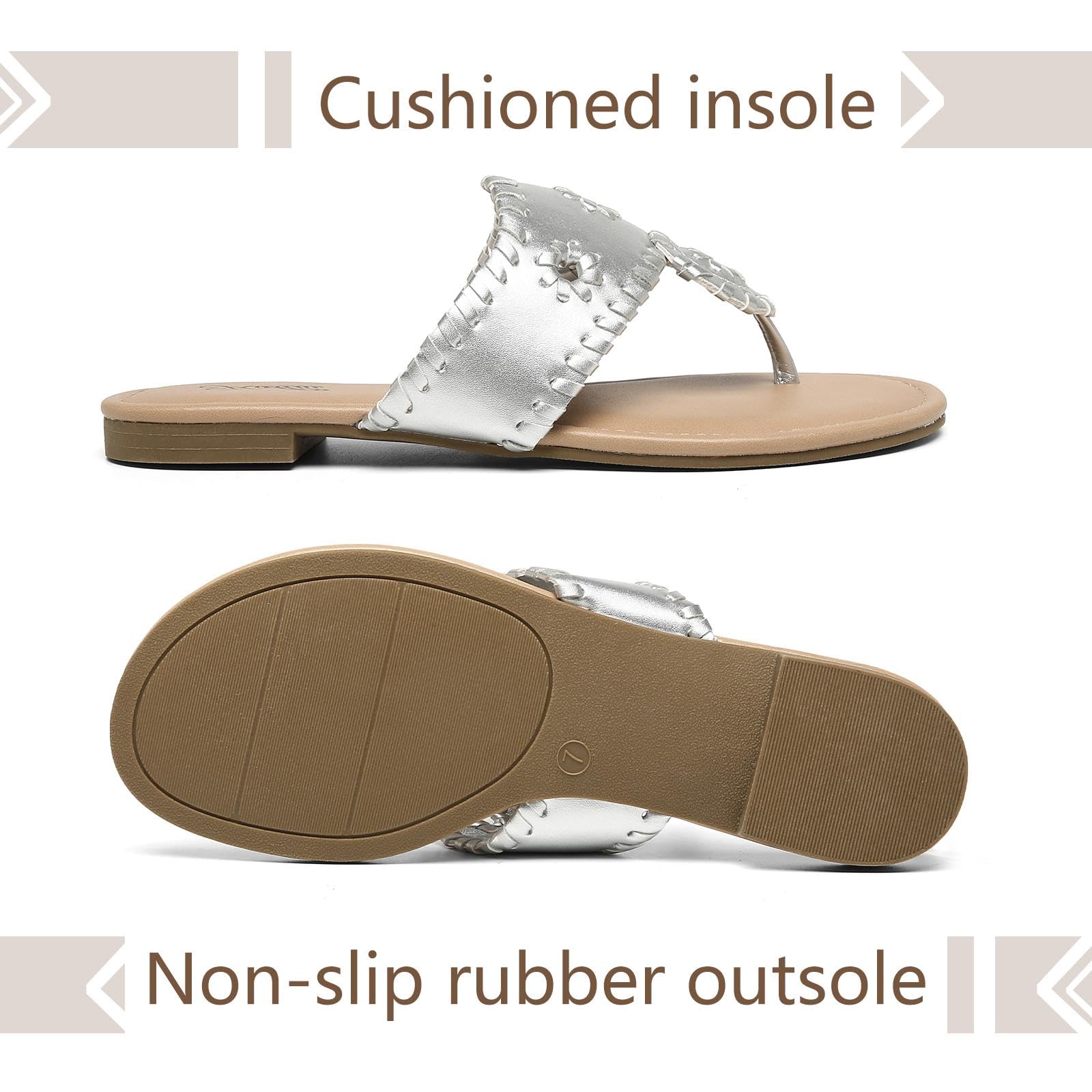 Katliu Women's Flat Sandals - Comfortable Flip Flops & Dressy Thong Sandals for Beach, Pool, and Summer Outfits