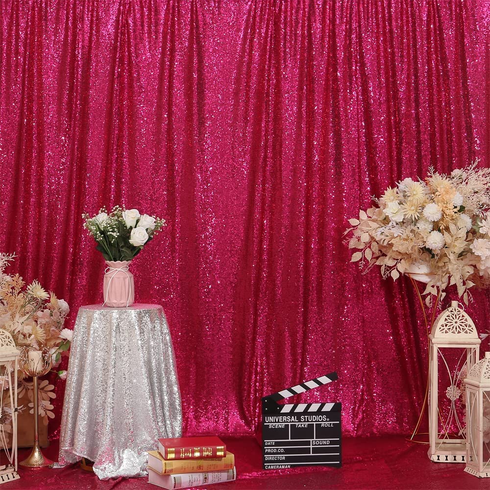 Pink Sequin Backdrop 2 Panels - Glitter Photo Booth Background for Christmas Party, Wedding, Baby Shower | Perfect for Events, Photography & Home Decor