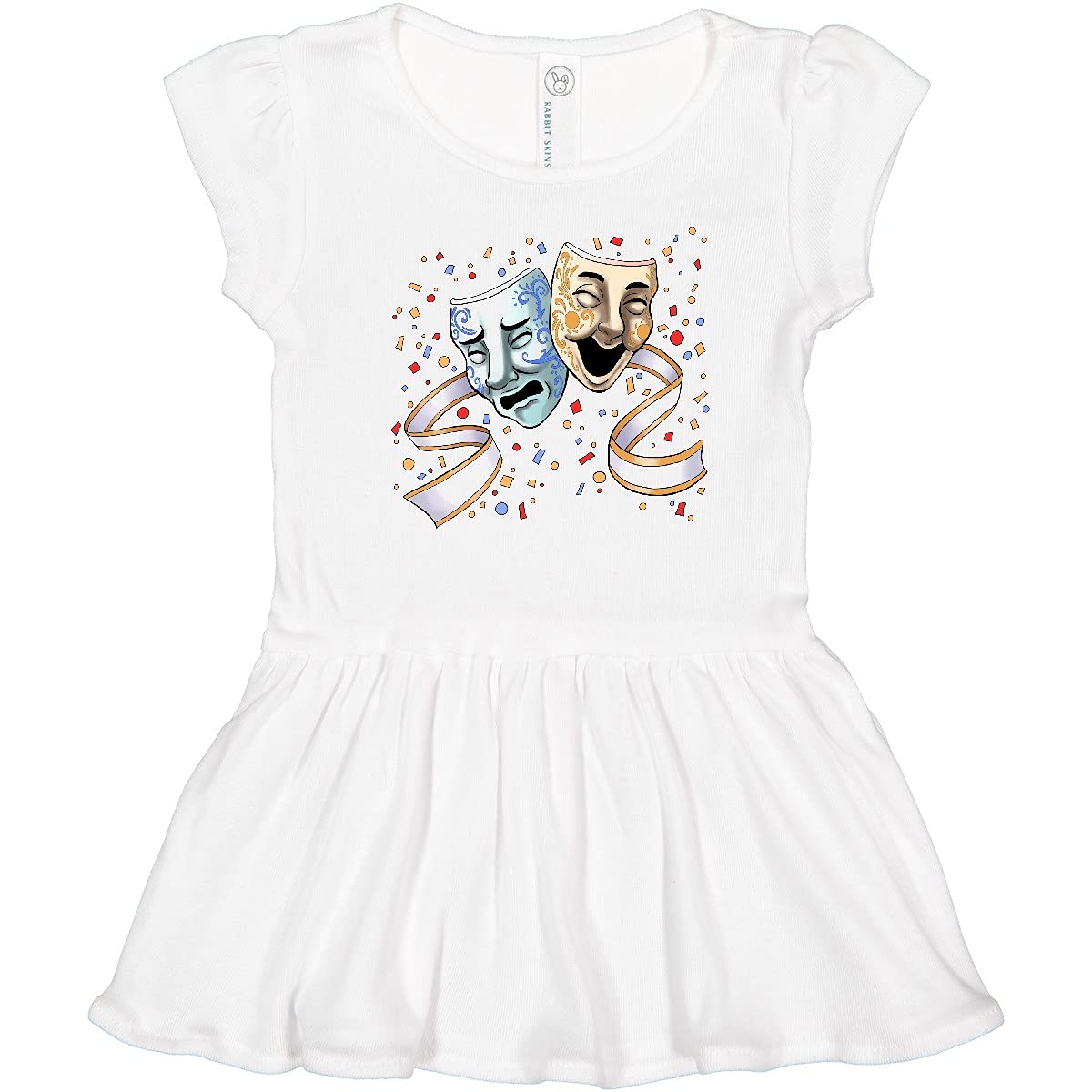 Inktastic Tragedy and Comedy Stage Masks Toddler Dress - Cute Theatrical Costume for Kids, Halloween, School Plays & Dress-Up Fun