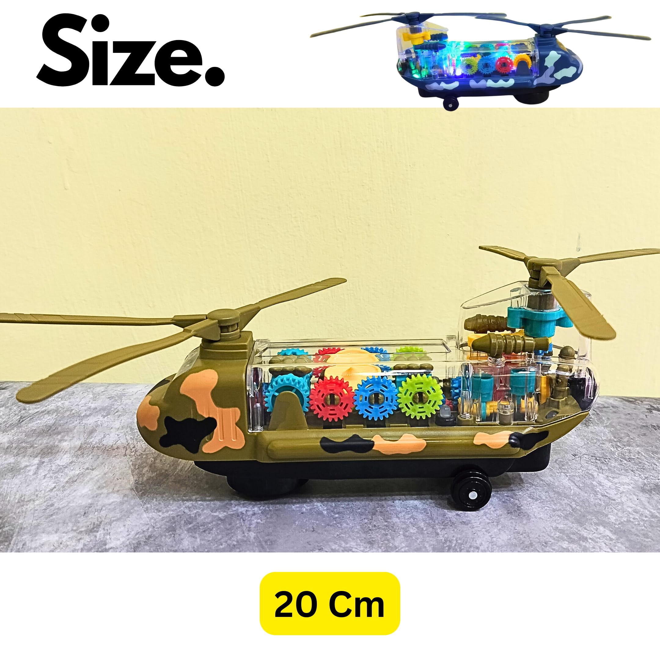 Kart In Box - Musical Helicopter Toy for Kids | Non-Flying Helicopter with Lights & Sounds | Random Color | Perfect for Birthday Gifts, Pretend Play & Early Learning