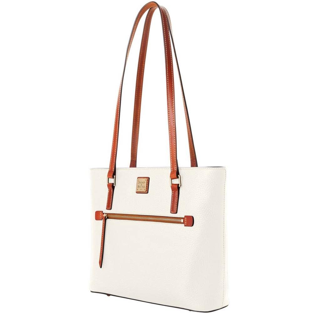 Dooney & Bourke Pebble Grain Large Shopper Tote Bag for Women - Premium Leather Handbag with Spacious Interior, Durable & Stylish (White) - Perfect for Work, Travel & Everyday Use
