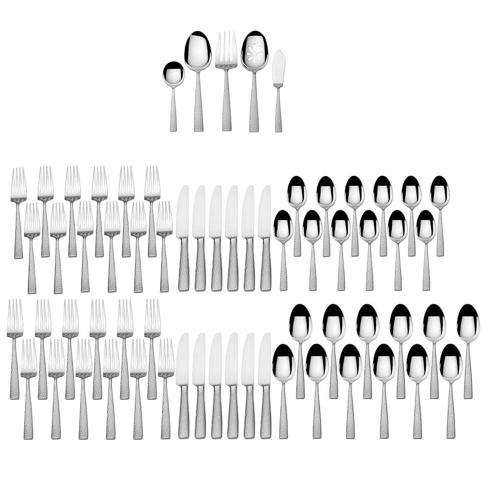 Oliver Mirror 65-Piece Stainless Steel Flatware Set - Service for 12 - Elegant Dining Silverware for Dinner Parties, Weddings & Holiday Gatherings