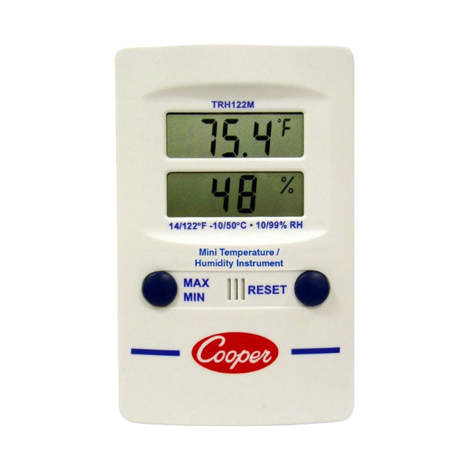 Cooper Atkins TRH122M Digital Thermometer & Hygrometer - Dual Display Mini Wall Mount Temperature Humidity Monitor for Home, Office, Nursery & Indoor Climate Control