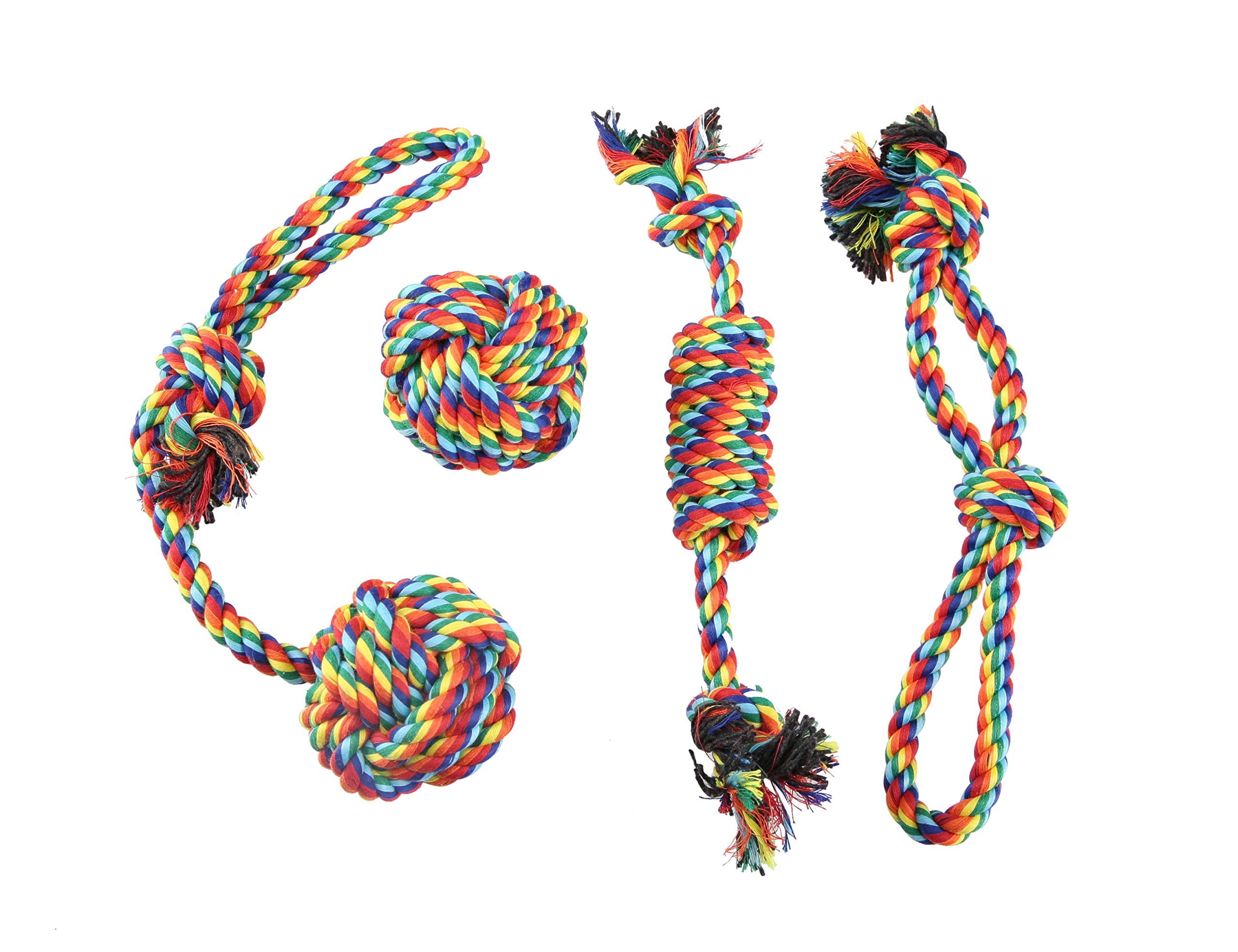 Durable Dog Chew Toys Rope - 4 Pack Washable Cotton Rope Chew Toys for Small Dogs & Puppies | Interactive Pet Toy for Teething, Training & Playtime