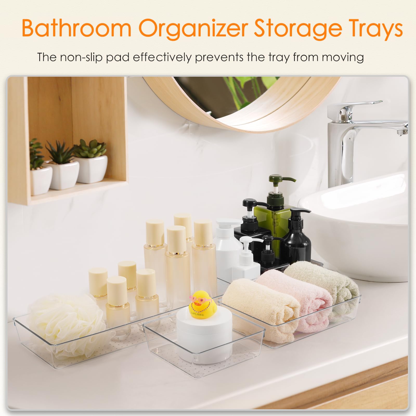 Criusia 6-Pack Large Clear Plastic Drawer Organizer Set - 2 Sizes for Bathroom Vanity, Makeup, Bedroom & Kitchen Storage - Perfect for Cosmetics, Jewelry, Utensils & Small Items Organization