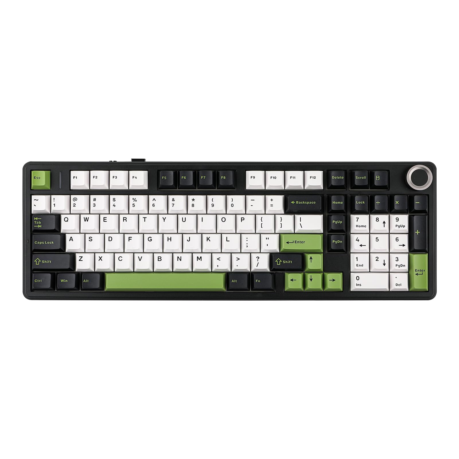 Aula F99 PRO 96% Wireless Mechanical Gaming Keyboard - Bluetooth 5.0/USB-C/2.4GHz Tri-Mode, Hot-Swappable Gasket Mount, 8000mAh Battery, RGB Backlit with Rotary Knob for Windows/Mac (Black Green) - Perfect for Gaming, Office Work & Typing Enthusiasts