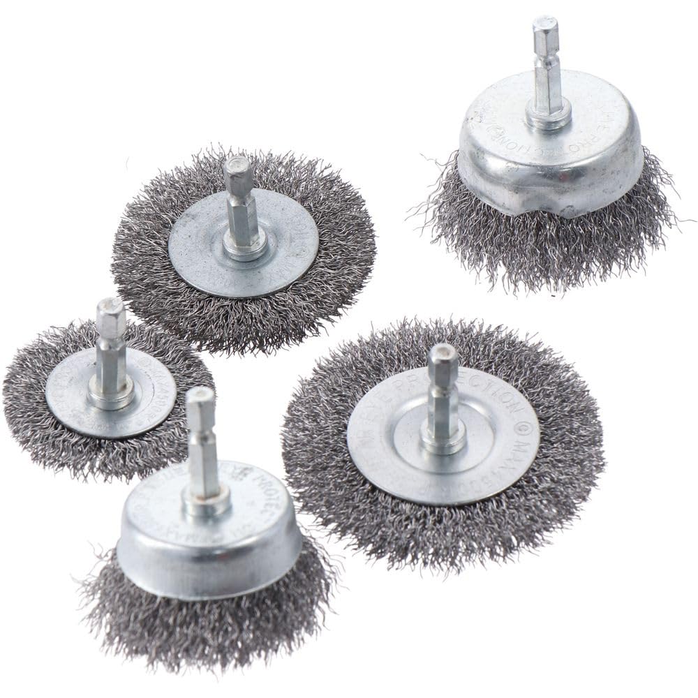 9PCS Abrasive Wire Brush Set for Drill - 0.012 Coarse Cup & Wheel Brushes for Rust Removal, Stainless Steel Cleaning & Metal Polishing - Perfect for Automotive, Woodworking & DIY Projects