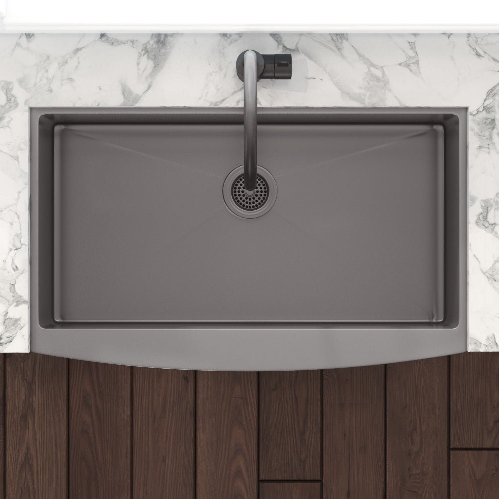 36 Inch Apron Front Farmhouse Kitchen Sink - Gunmetal Black Matte Stainless Steel Single Bowl for Modern Farmhouse & Rustic Kitchen Renovations