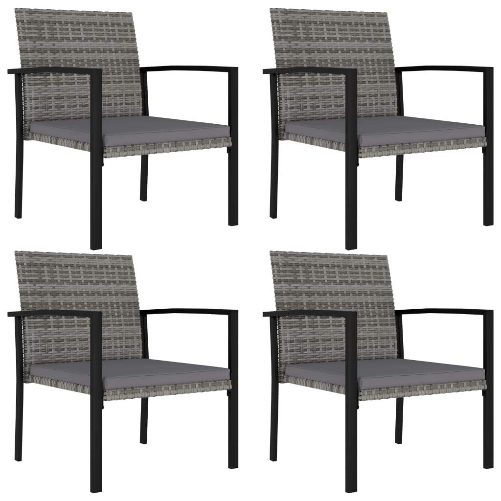 4-Piece Gray Poly Rattan Patio Dining Chairs Set - Weather-Resistant Outdoor Furniture for Garden, Deck, Balcony, Backyard & Poolside Dining | Perfect for Al Fresco Meals, Summer BBQs and Relaxing Outdoors