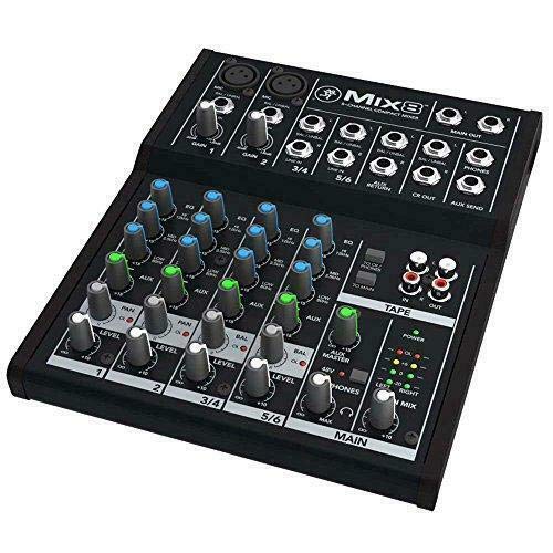 Mackie Mix8 Compact 8-Channel Analog Mixer for Live Sound & Studio Recording | 2 Mic/Line Inputs with EMB XLR Cables & Gravity Magnet Phone Holder Bundle | Perfect for Podcasting, Home Studio, and Live Performances