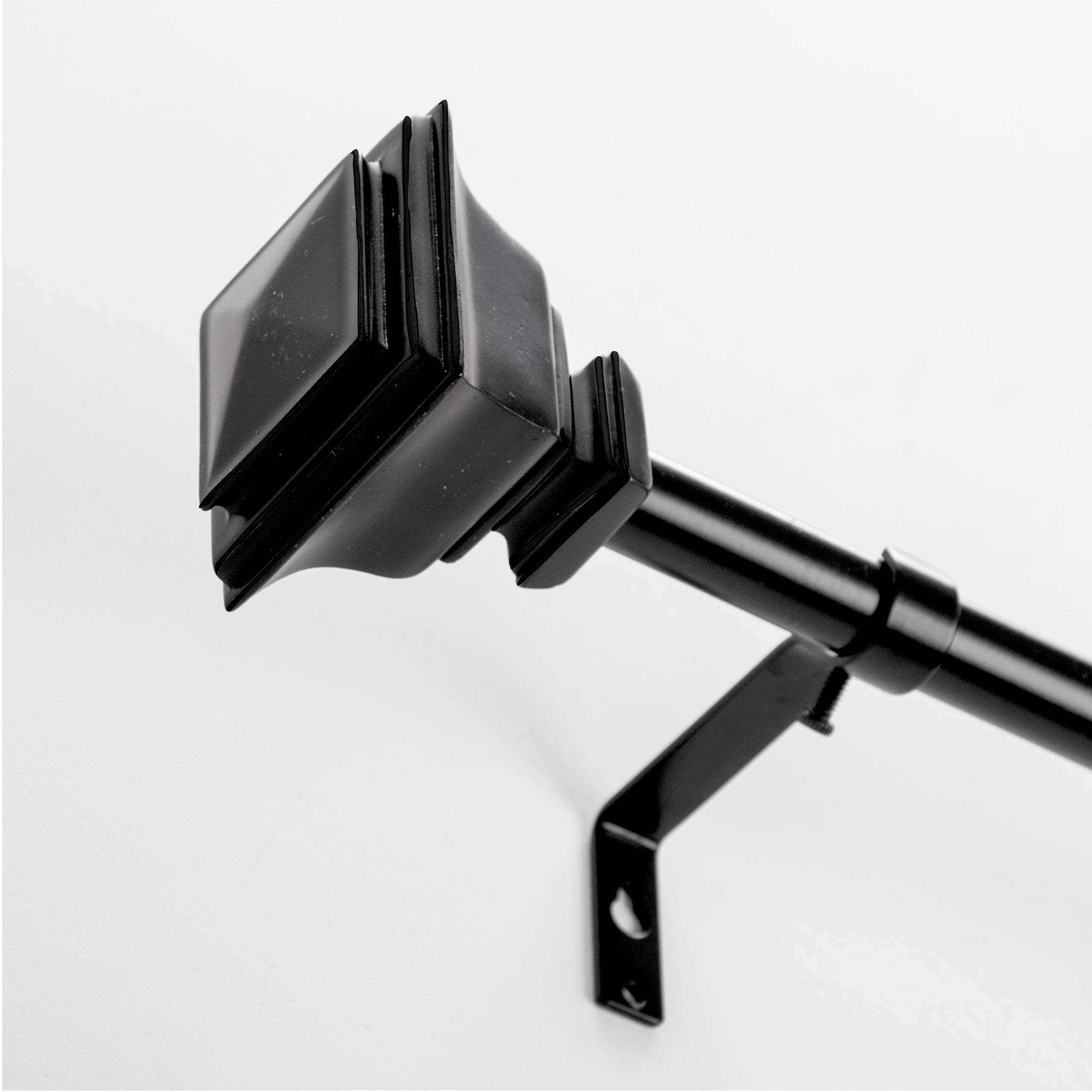BINO Adjustable Window Curtain Rod 42-120 Inches, Matte Black - Modern Drapery Rod for Living Room, Bedroom & Office - Heavy Duty Decorative Curtain Rod for Home Decor & Light Blocking