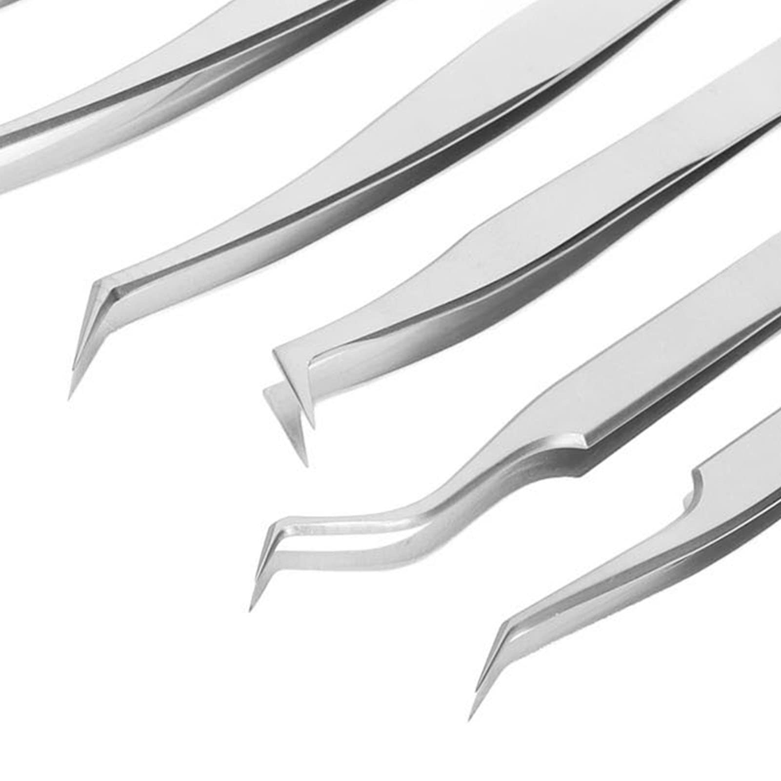 8PCS Professional Stainless Steel Eyelash Tweezers Set - False Eyelash Extension Tools for Eyebrows & Lashes with Storage Box | Perfect for Salon, Home Use & DIY Beauty