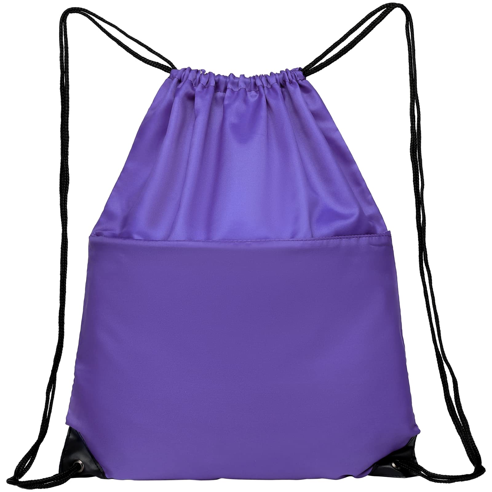 Lightweight Drawstring Backpack - 210D Nylon Foldable Gym Bag with Zipper Side Pocket for Men & Women | Perfect for Sports, Travel & School (Purple)