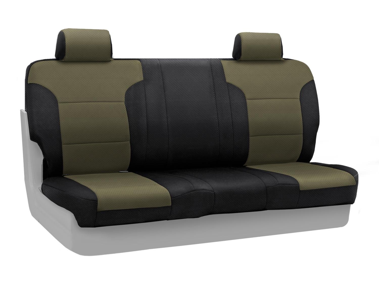 Coverking Rear Solid Bench Custom Fit Seat Cover for Jeep Wrangler (2018-2023) - Spacer Mesh Taupe & Black | Durable Protection for Off-Road & Daily Driving