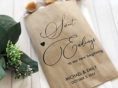Sweet Endings Wedding Favor Bags - Set of 25 Candy Buffet Bags for Cookie Buffet, Treat Bags & Take Home Gifts - Perfect for Wedding Receptions, Baby Showers & Party Favors