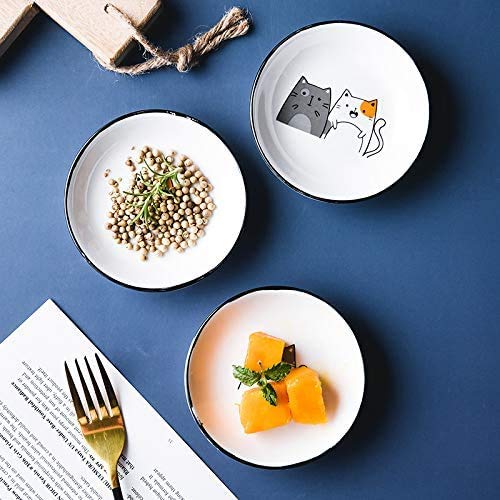 4-Piece Ceramic Cat-Shaped Condiment Dishes - Perfect for Sauces, Dips & Appetizers - Cute Pet-Themed Serving Plates for Dinner Parties & Home Decor