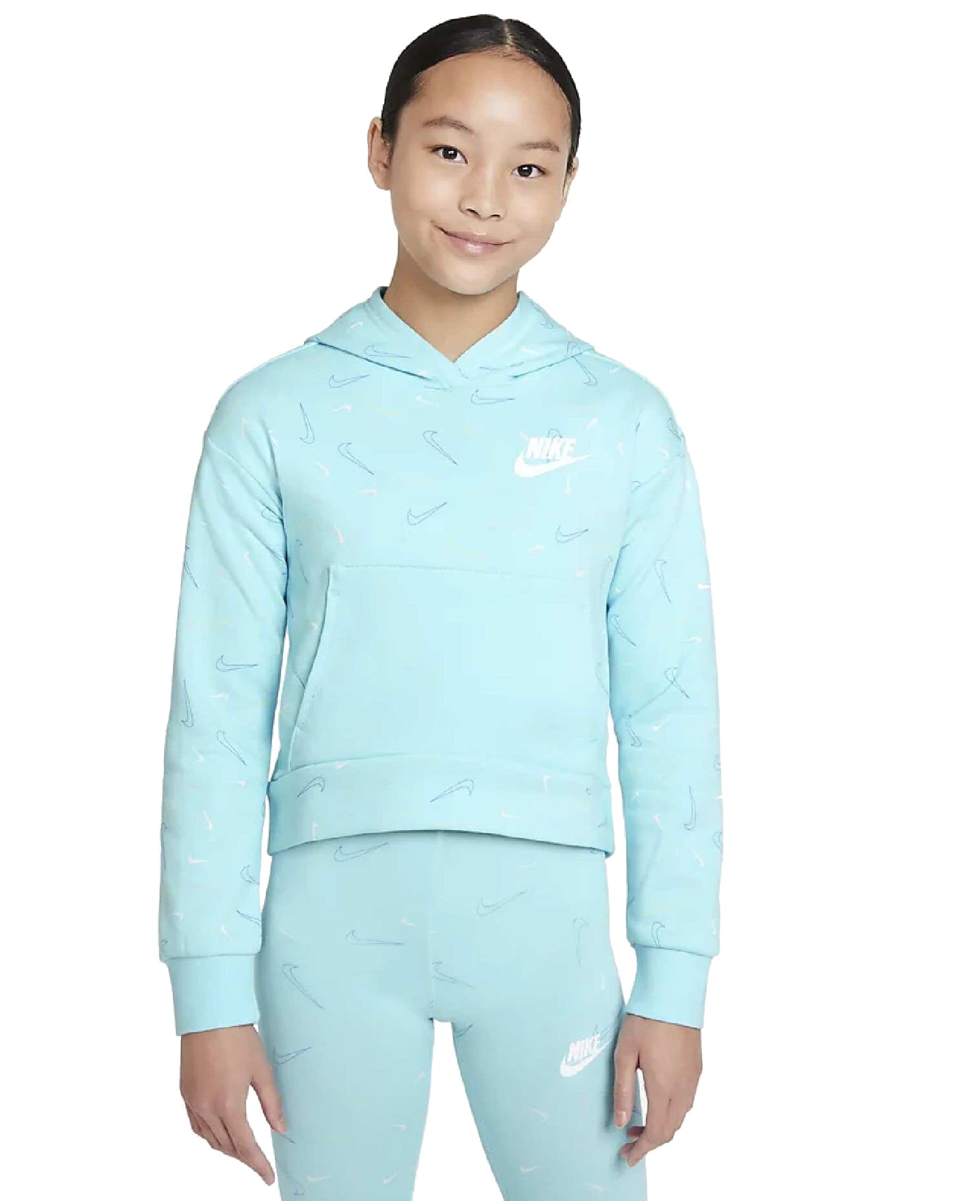 Nike Girls' Printed Fleece Hoodie - Soft Warm Sportswear for Kids & Teens - Perfect for School, Sports & Outdoor Activities