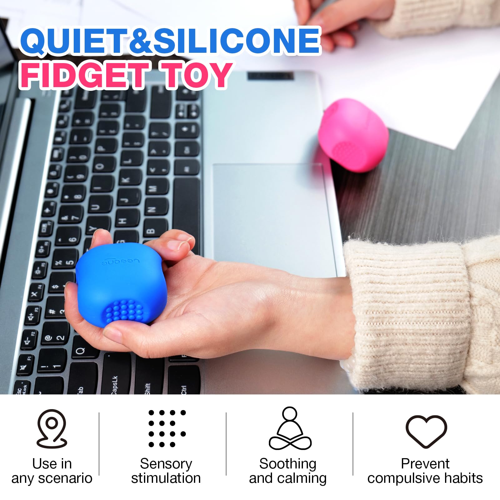 2 Pack Textured Sensory Fidget Toys for Adults & Kids - Stress Relief for Office Anxiety, Autism & ADHD - Quiet Classroom Fidgets for Focus & Calming - Perfect for Work, School & Therapy Sessions
