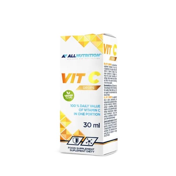 Allnutrition Vitamin C Drops 30ml - Immune Support & Antioxidant Boost for Daily Wellness | Travel-Friendly Liquid Supplement
