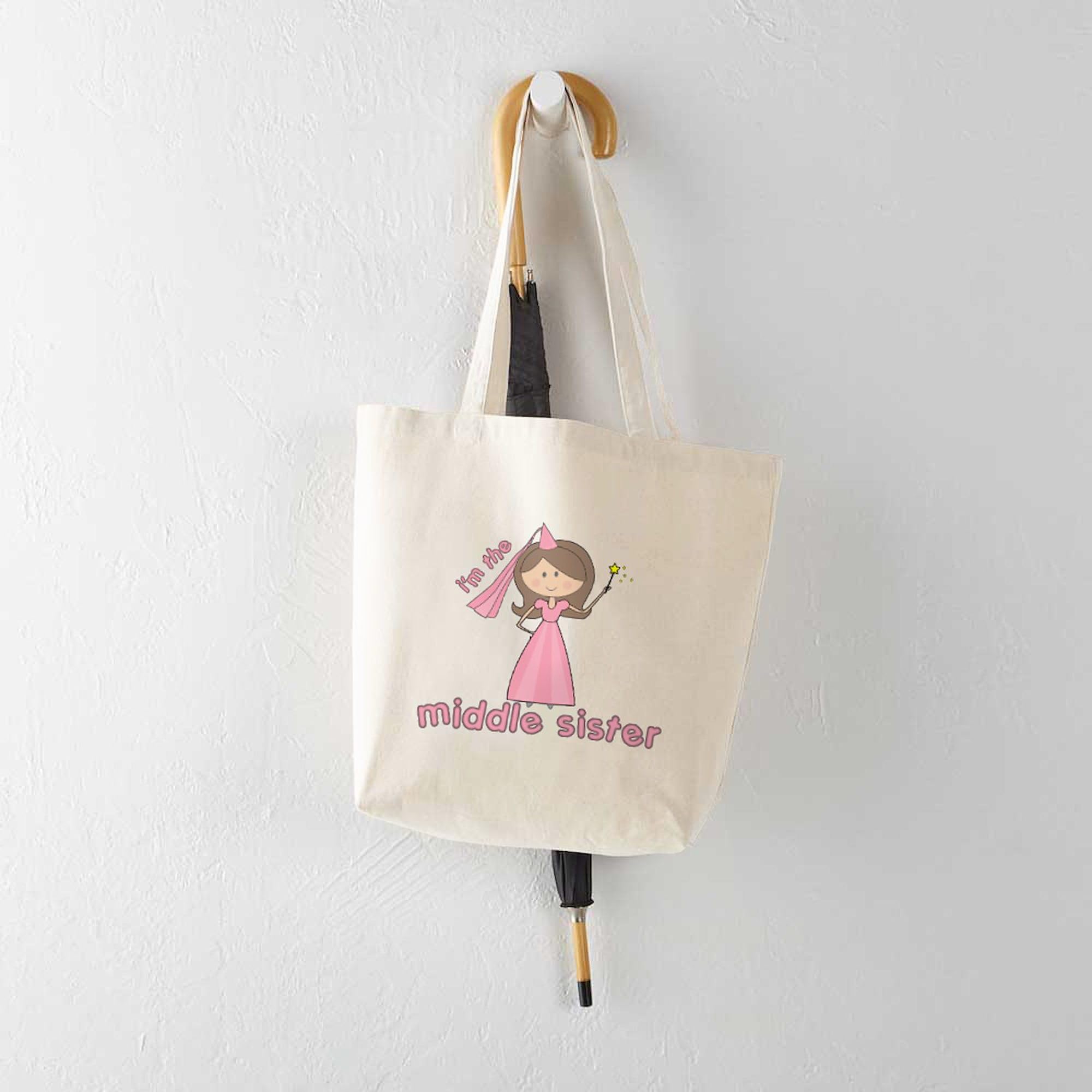 I'm The Middle Sister Tote Bag - Natural Canvas Reusable Shopping Bag for Women | Eco-Friendly Grocery Tote, Perfect for School, Work & Beach Day