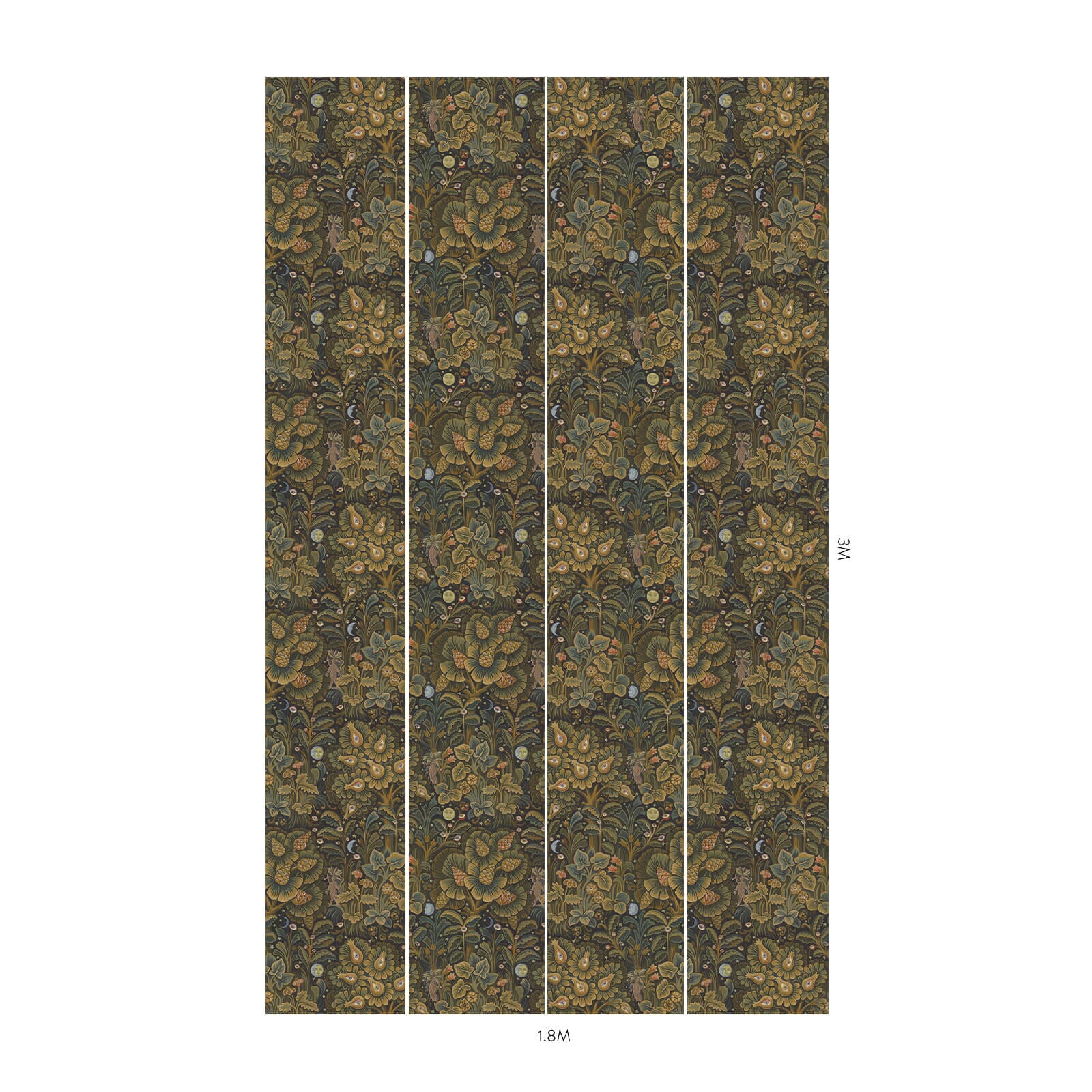 MOON GARDEN Midnight Wallpaper - Premium Peel & Stick Wall Mural for Bedroom, Nursery, and Living Room Decor