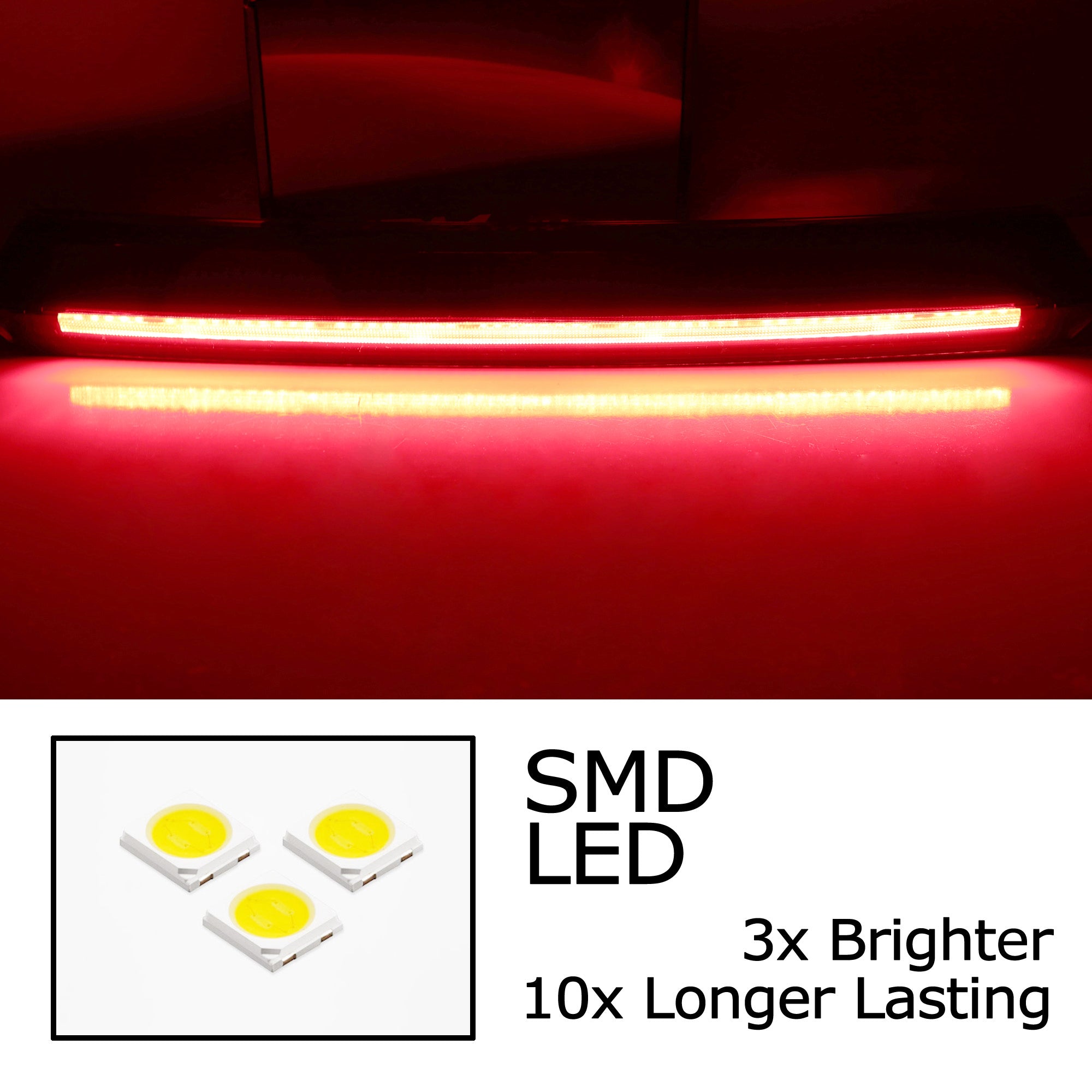Super Bright OLED Third Brake Light for 1999-2004 Ford Mustang - Clear/Black Lens - High Visibility Safety Upgrade for Night Driving & Car Shows