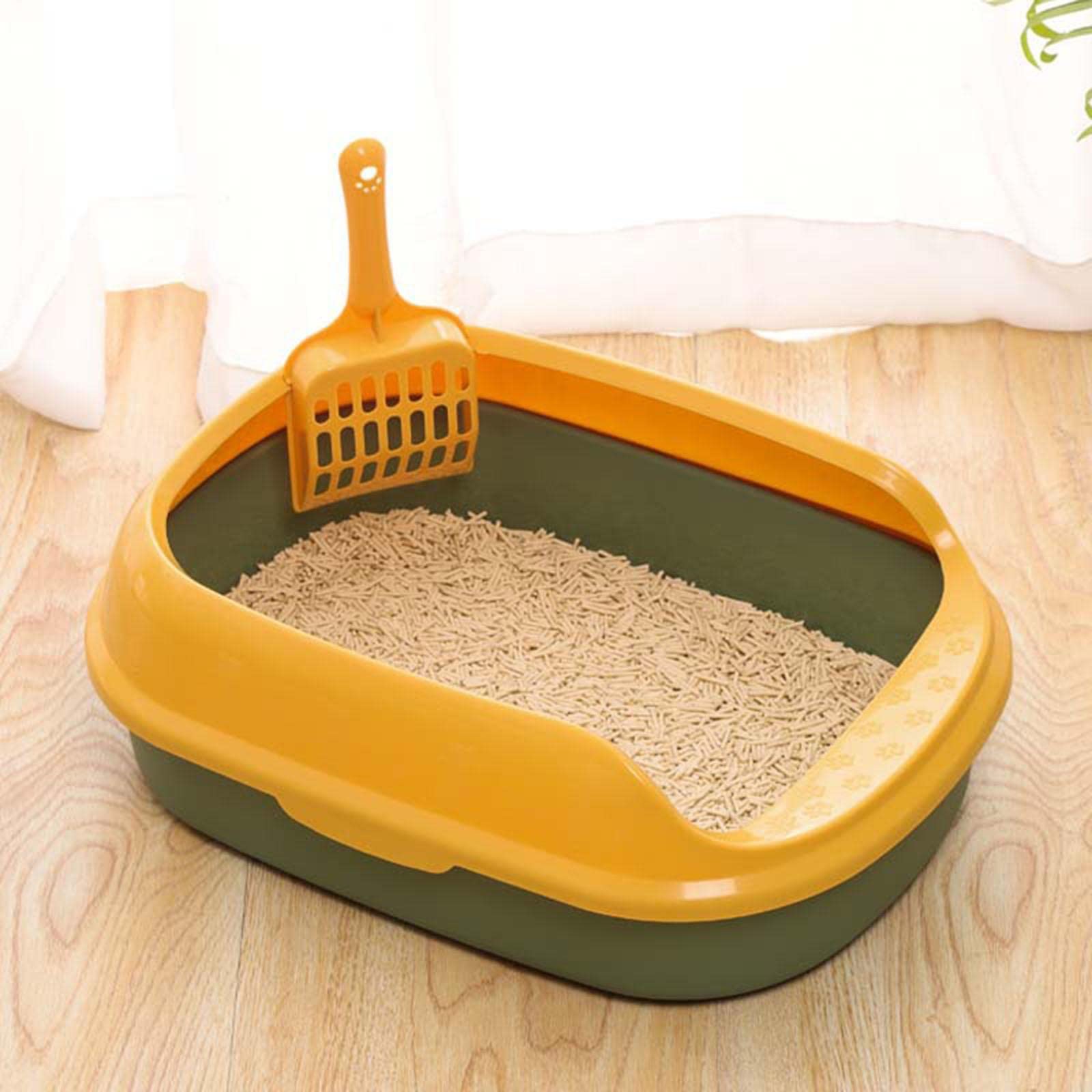 Eco-Friendly Detachable Cat Litter Box with Removable Rim - Portable PP Plastic Litter Tray for Kittens & Adult Cats - Perfect for Home, Travel & Small Spaces (Green)