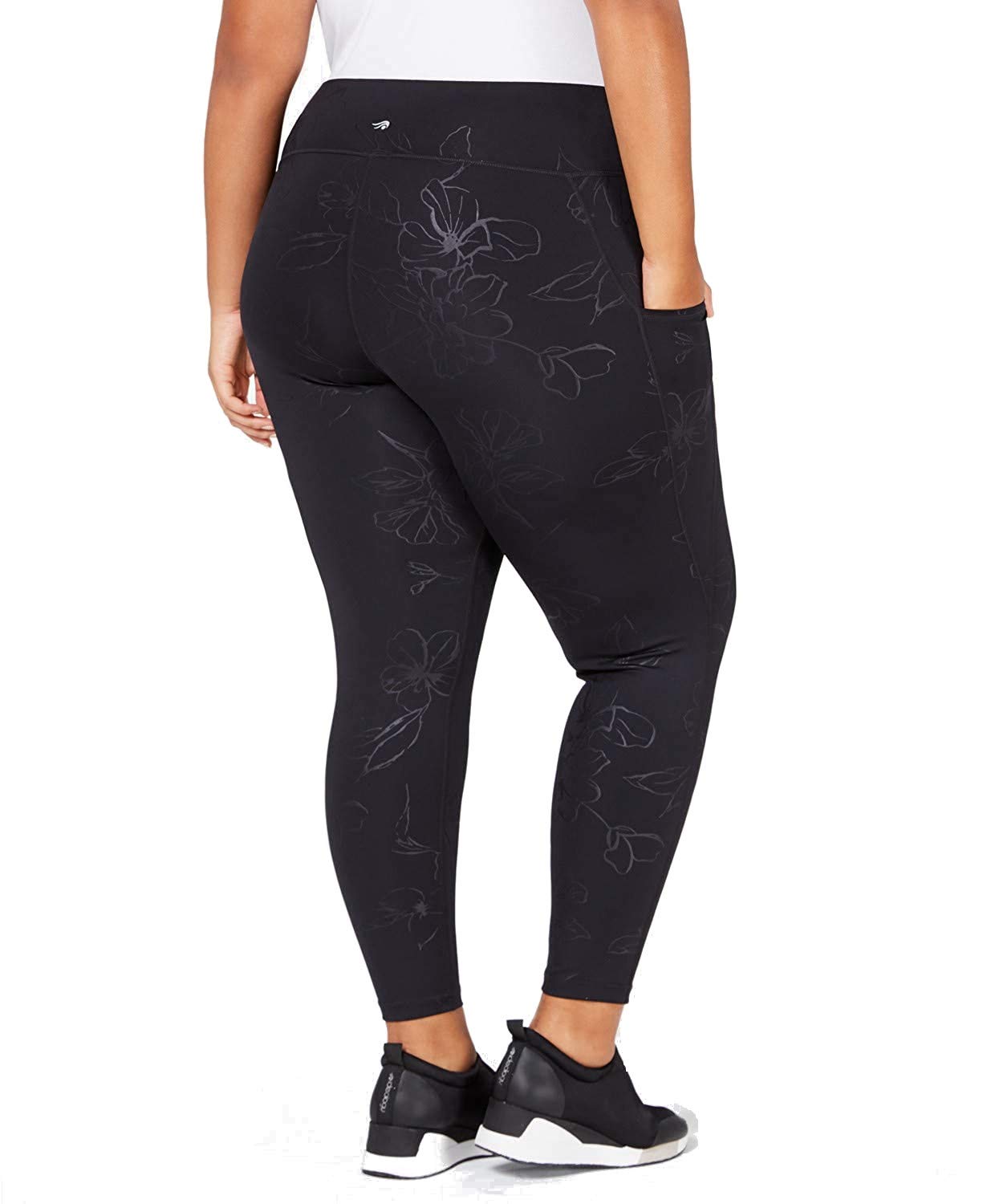 Ideology Women's Plus Size Floral Print Yoga Pants - High Waisted Workout Leggings for Running, Gym & Lounge (Black, 3X) - Perfect for Yoga, Pilates & Casual Wear