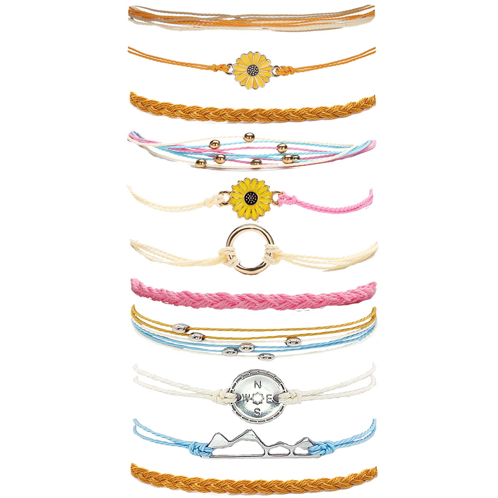 Trendy Adjustable String Bracelets for Women - Waterproof Friendship Ankle Bracelets, Summer Beach Wave Surfer Jewelry Gifts - Perfect for Stocking Stuffers, Outfits Accessories & Best Friend Gifts (Ideal for Beach Parties, Summer Vacations & Casual Wear)