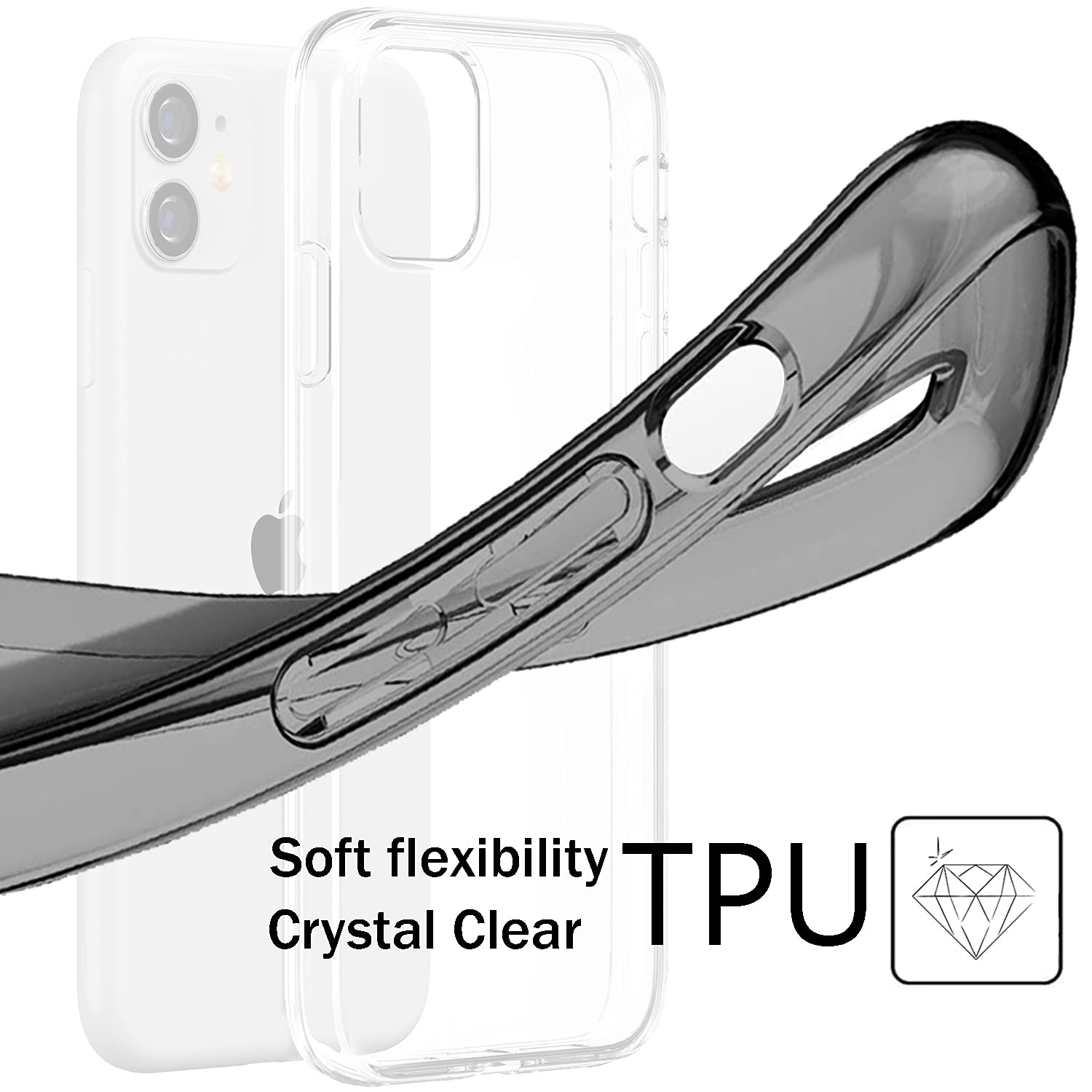 FanTEK Crystal Gray TPU Phone Case for iPhone 11 (6.1 Inch) - Shockproof Slim Protective Cover | Perfect for Everyday Use, Travel & Outdoor Activities