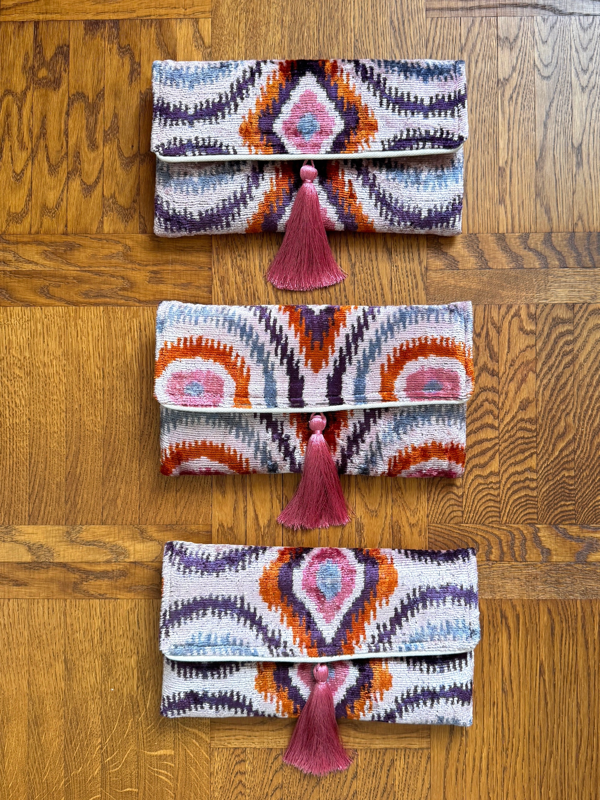 Stylish Ikat Clutch Bag for Women - Handmade Manarola Pattern Evening Purse - Perfect for Parties, Weddings & Special Occasions