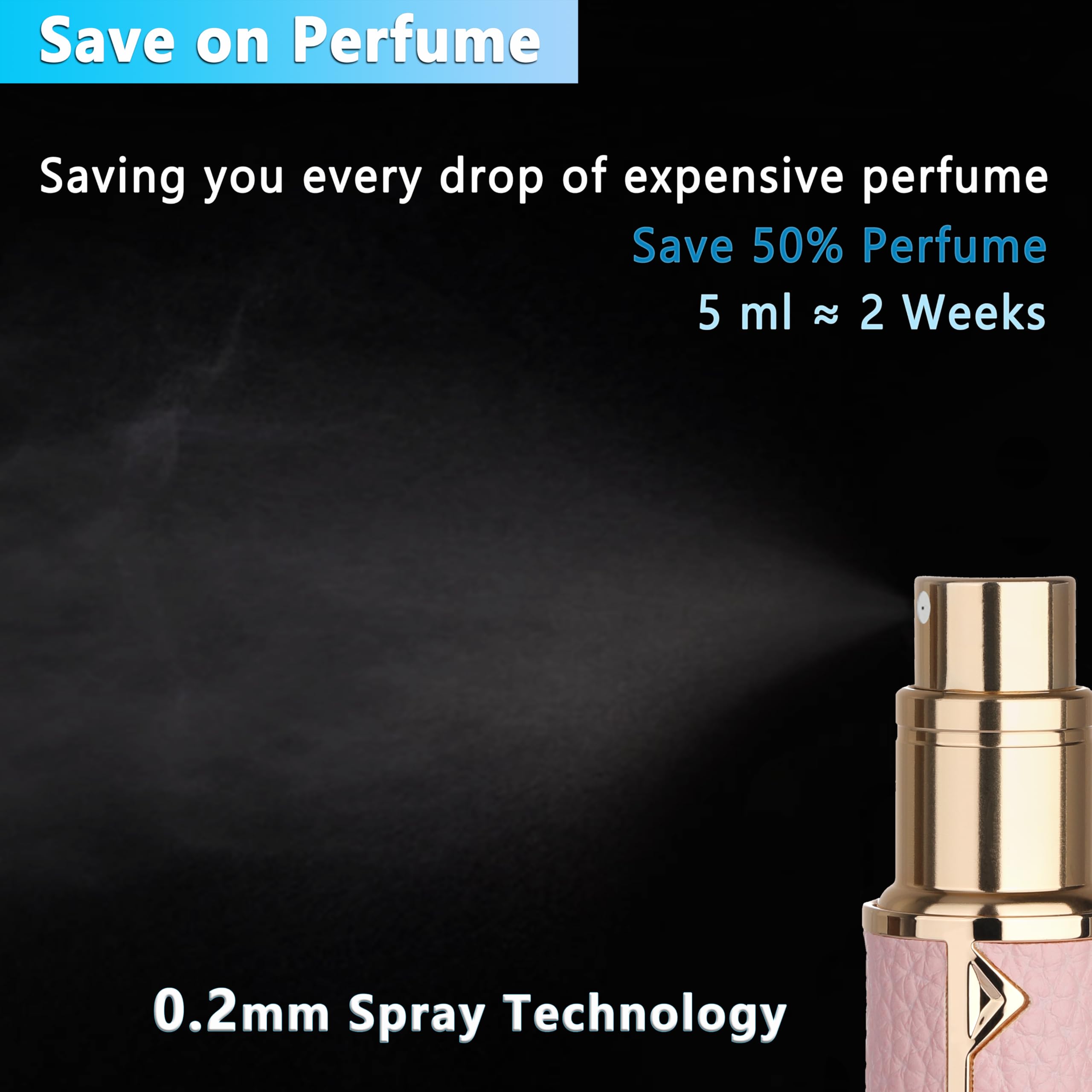5ml Refillable Travel Perfume Atomizer Bottle - Luxury Portable Pocket Perfume Sprayer Pump for Women & Men, Compact Cologne Dispenser for Airplane Carry-on, Gym Bag & Purse (Pink)