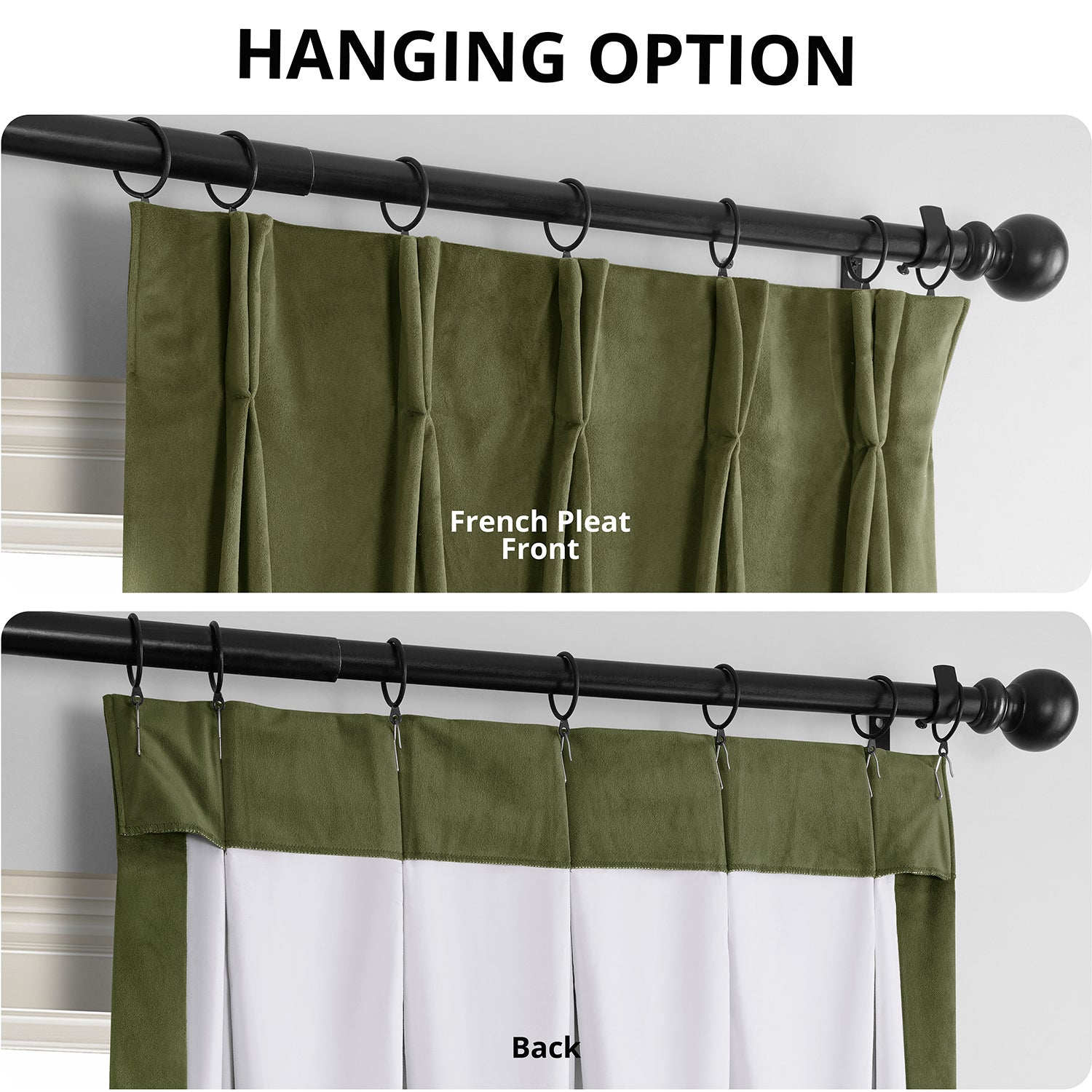 Hunter Green French Pleat Signature Velvet Blackout Curtains - Thermal Insulated Drapes for Bedroom & Living Room - Noise Reducing Window Treatments for Home Decor