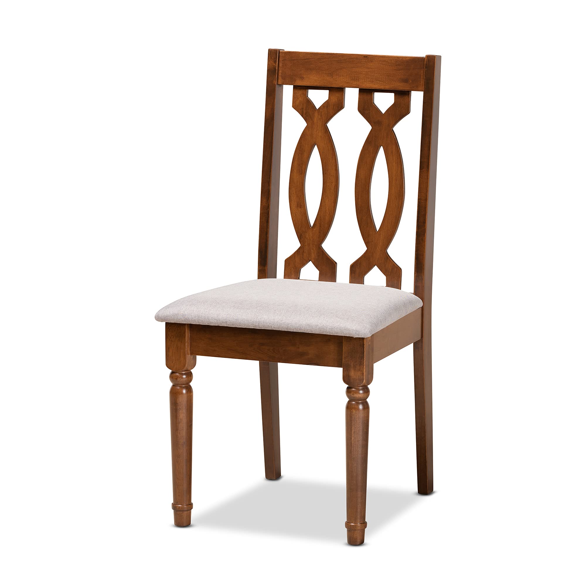 Baxton Studio Cherese 5-Piece Wood Dining Set - Grey Fabric Upholstered Chairs with Walnut Brown Finish | Perfect for Small Spaces, Apartments & Modern Dining Rooms