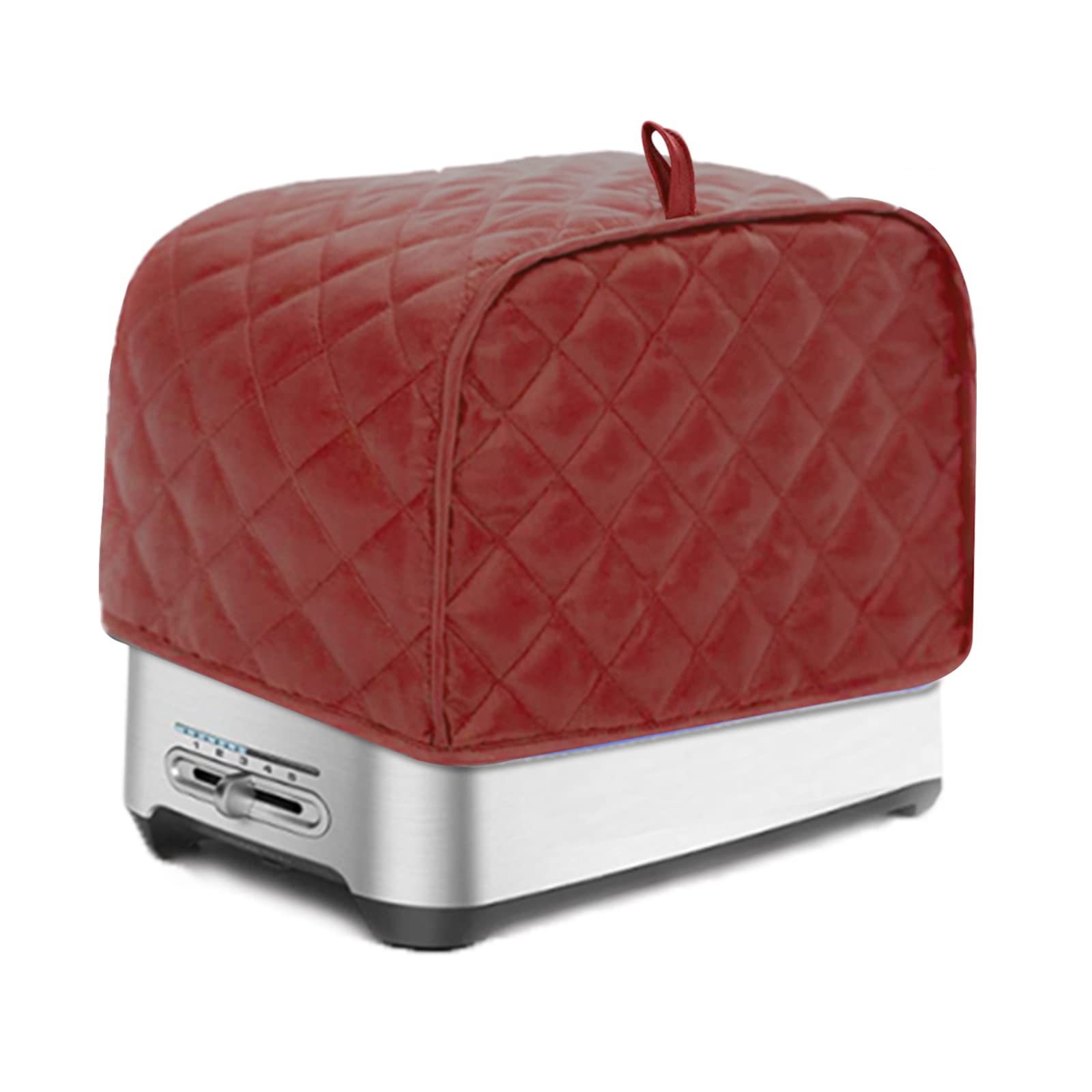 Polyester Quilted Toaster Cover for 4-Slice Bread Toaster - Dustproof & Fingerprint Resistant Bakeware Protector - Perfect Kitchen Gift for Mom (Red) - Ideal for Countertop Protection & Home Decor