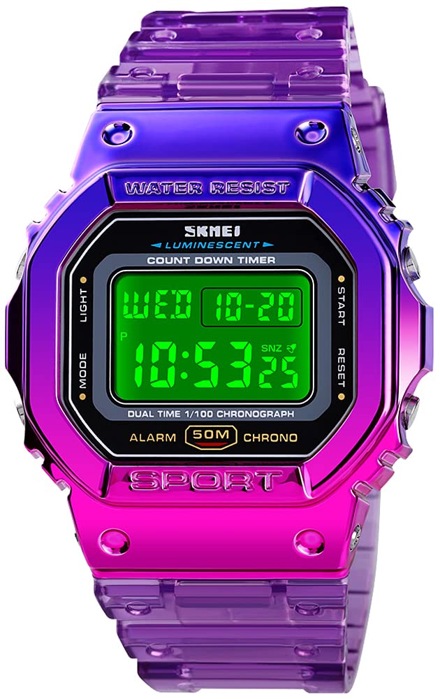 Gosasa Women's Digital Watch - Gradient Color Silicone Waterproof Sports Wristwatch for Casual Wear, Fitness & Student Lifestyle | Perfect for Running, Gym & Everyday Use
