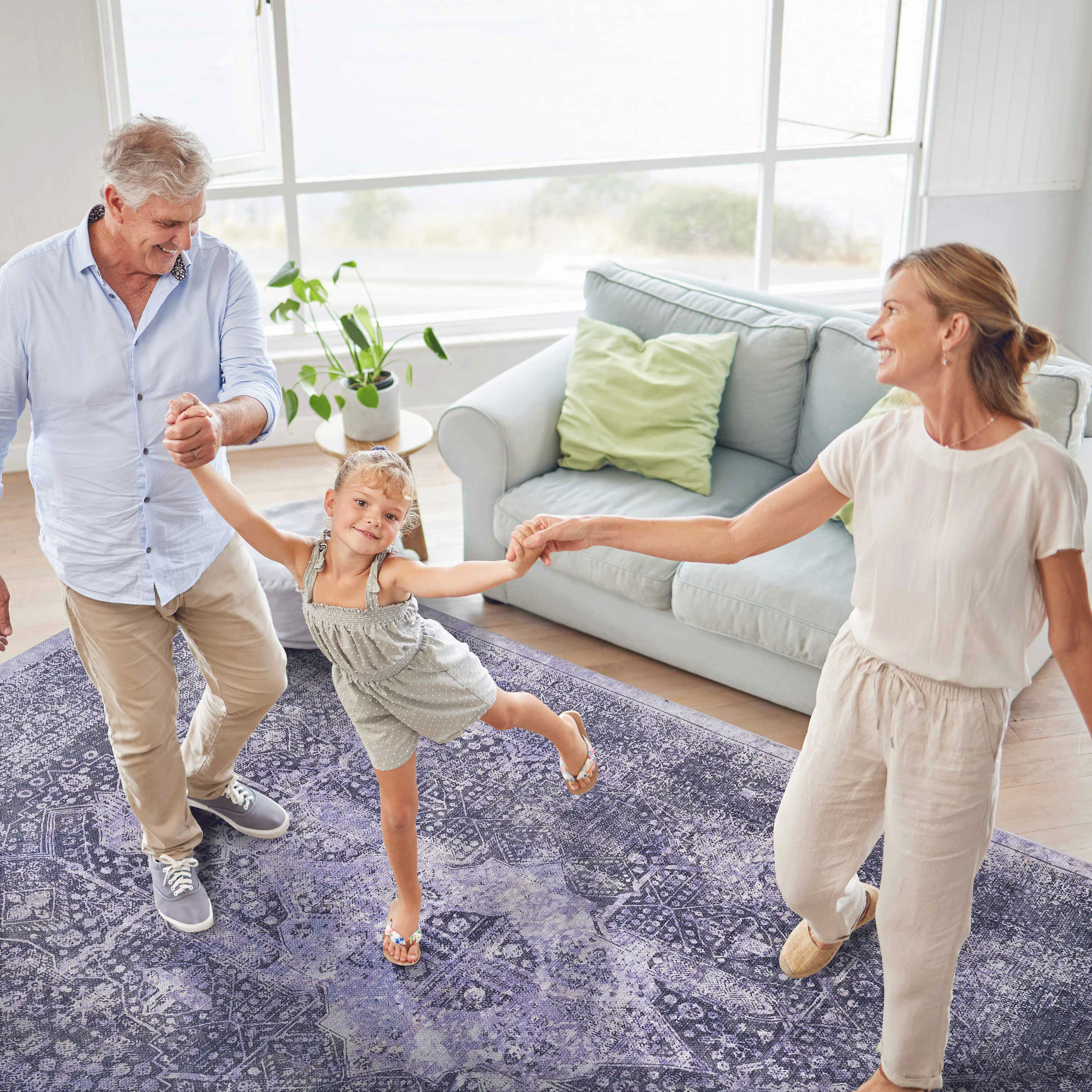DTY Signature 5x8 Washable Low Pile Area Rugs - Non Slip, Non Shedding, Foldable - Kid & Pet Friendly Rug for Bedroom, Living Room, Kitchen - Perfect for Home Decor, Dorm, Office & High Traffic Areas (Anthracite, 5' x 8')