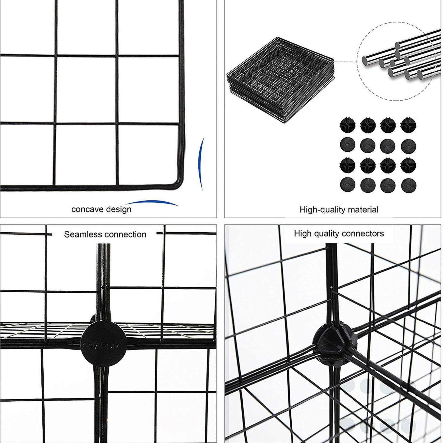 C&AHOME 9-Cube Wire Storage Organizer - Black Metal Grid Modular Shelf for Home, Office, Closet | 36.6