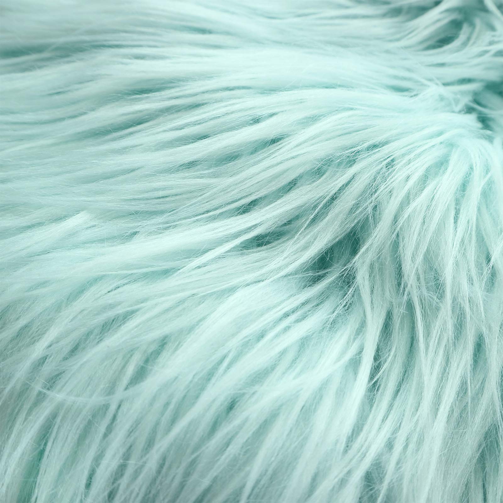 Luxury Faux Fur Throw Pillow Covers 18x18 Inch (45x45cm) - Soft Mongolian Long Fur Square Cushion Covers for Couch, Sofa & Floor - 100% Polyester Home Decor (Light Blue, 2-Piece Set) - Perfect for Living Room, Bedroom & Cozy Home Decor
