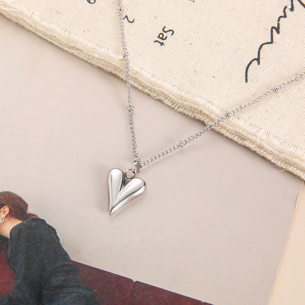 Titanium Gold Heart Pendant Satellite Chain Necklace | Elegant Jewelry Gift for Women | Perfect for Valentine's Day, Anniversary & Special Occasions