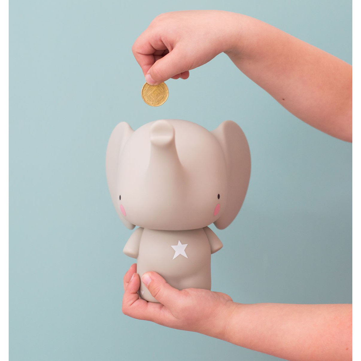 Grey Elephant Money Box by A Little Lovely Company - Cute Piggy Bank for Kids Savings, Birthday Gifts & Home Decor