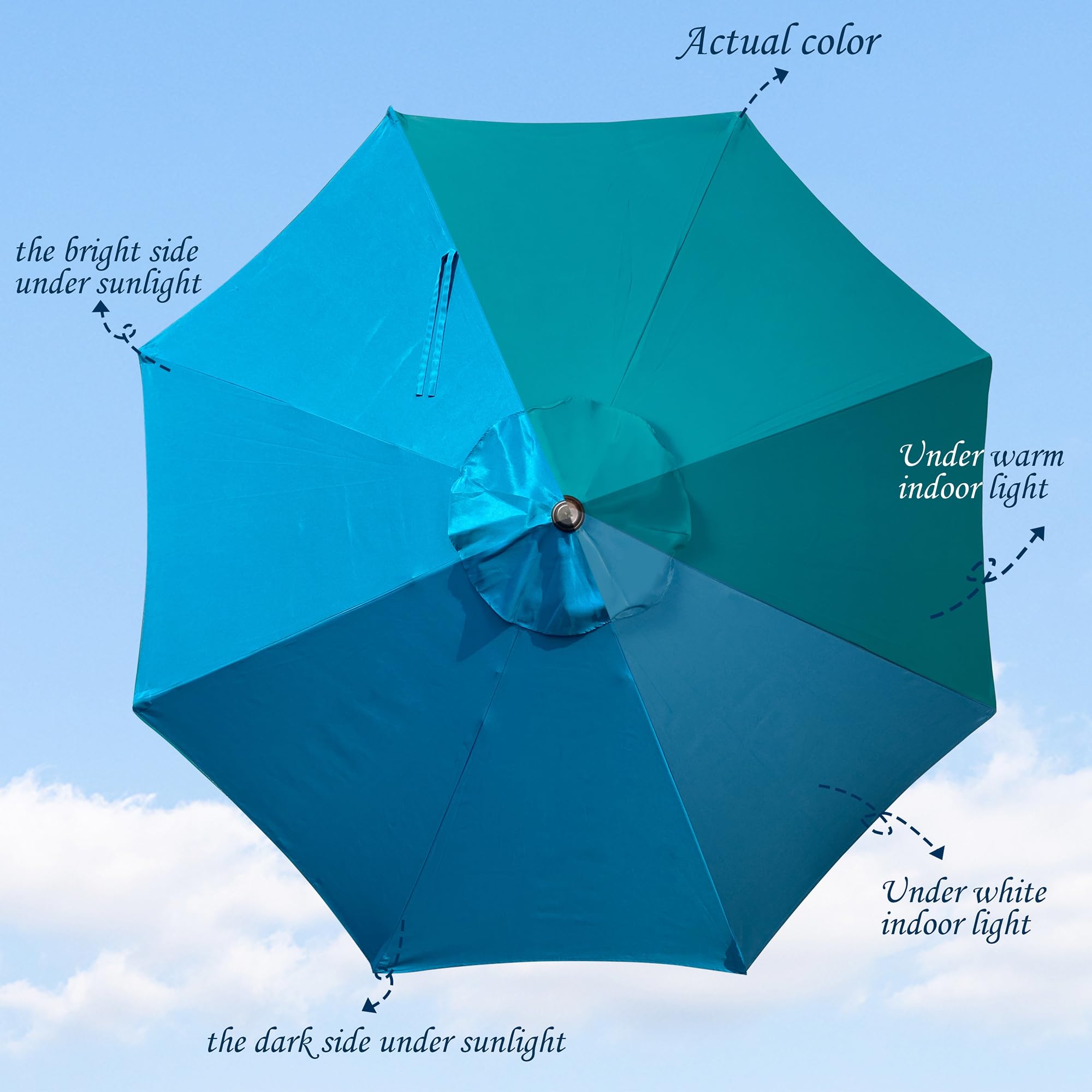 Blissun 9-Foot Outdoor Patio Umbrella - Heavy Duty Market Umbrella with 8 Reinforced Ribs, Push Button Tilt & Easy Crank Lift - Perfect for Backyard, Garden, Poolside, and Outdoor Dining Areas
