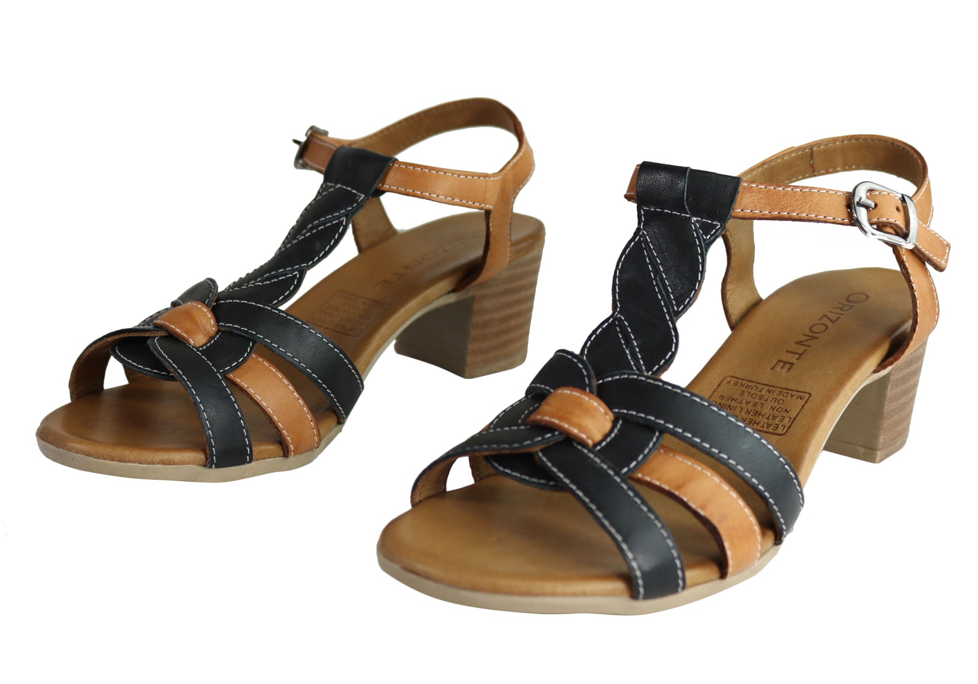 Orizonte Candi Women's European Leather Mid Heel Comfortable Sandals - Stylish & Supportive for Work, Weddings & Summer Outings