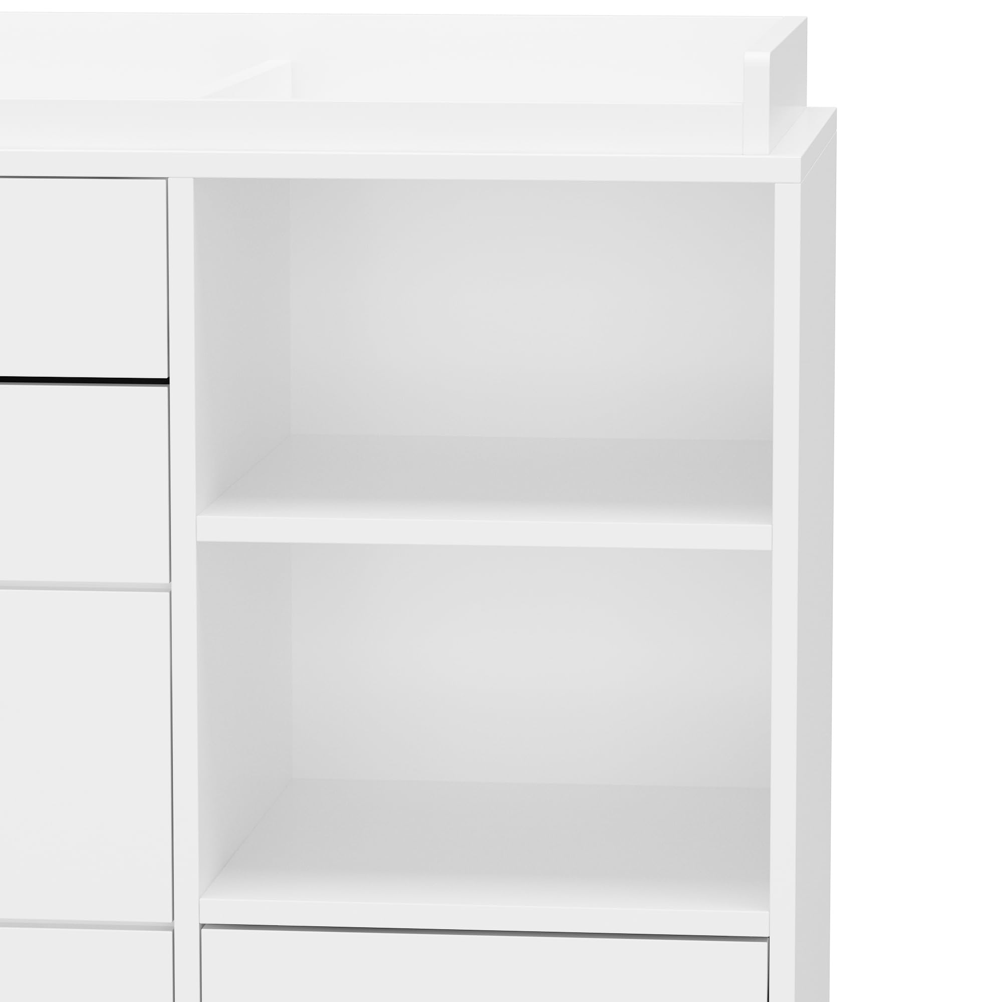 White 5-Drawer Baby Changing Table Dresser with 2 Shelves - Multi-Functional Nursery Dresser & Diaper Changing Station for Kids Room | Perfect for Baby Essentials Storage & Organized Nursery Decor