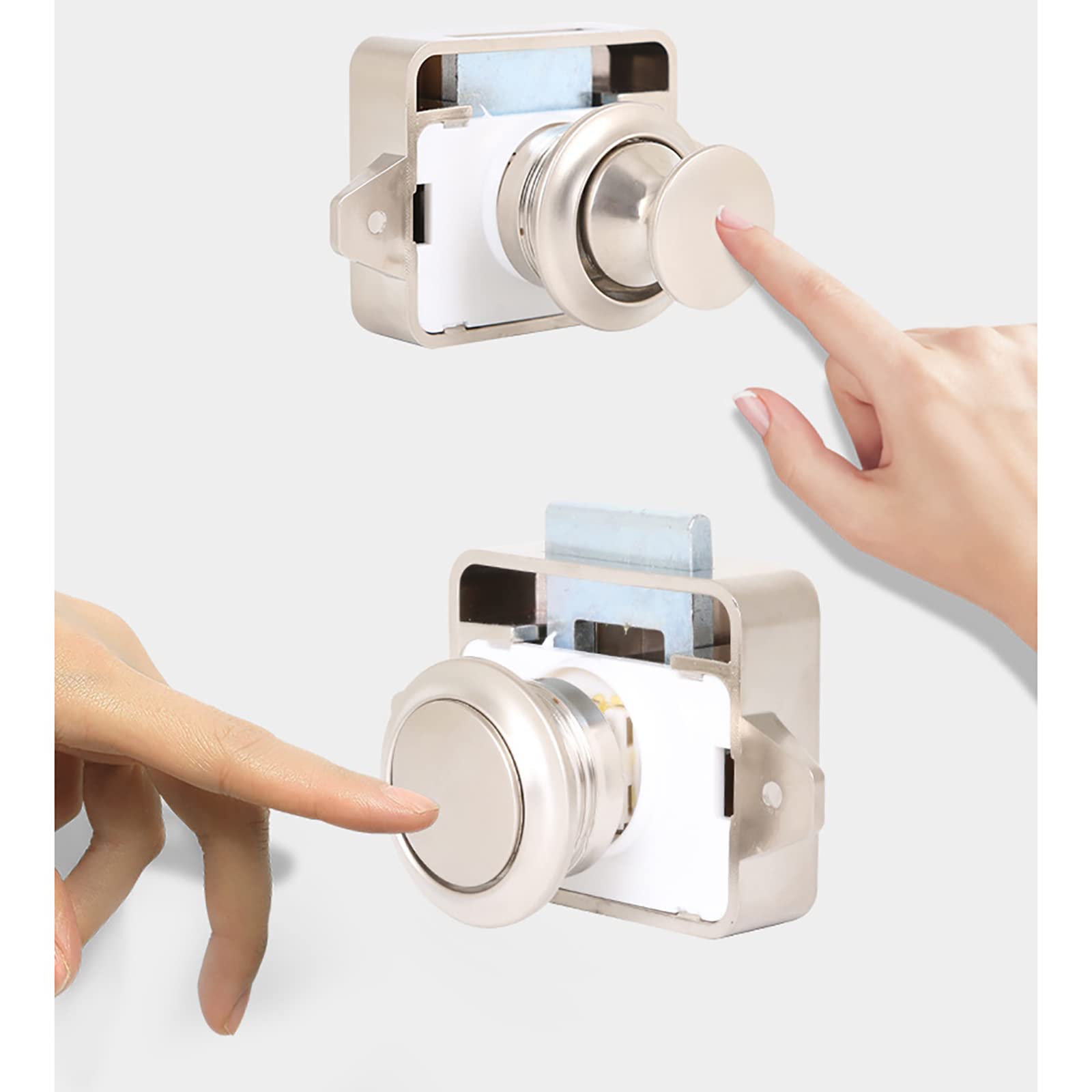 2PCS Black Push Button Cabinet Door Catch Lock - Hidden Handle for RV, Caravan, Motorhome & Furniture Cupboards | Secure & Easy-to-Install Cabinet Hardware for Smooth Door Operation