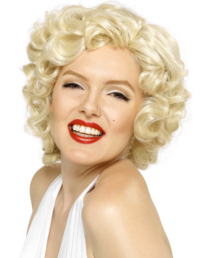 50s Marilyn Monroe Short Curly Blonde Wig - Vintage Retro Costume Wig for Halloween, Cosplay, and Themed Parties - Perfect for 1950s Pin-Up Looks and Hollywood Glamour
