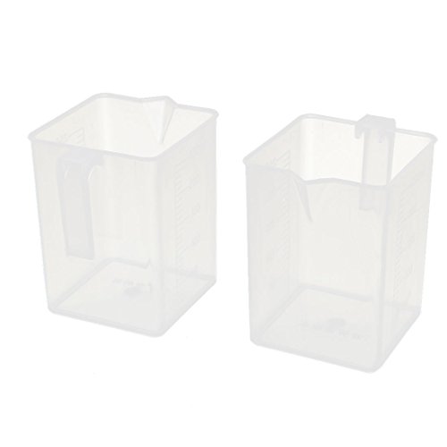 2 Pack 250ml Square Plastic Measuring Cups with Handle - Lab, Kitchen, Milk Tea Shop, Baking & Cooking Essentials