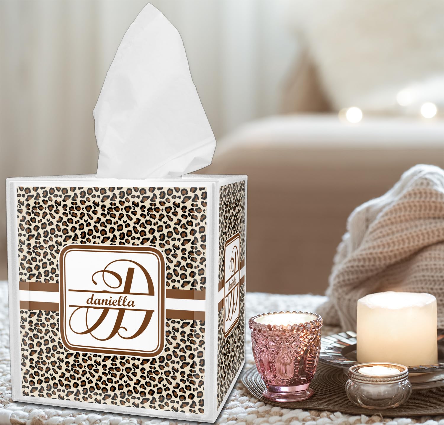 Custom Leopard Print Tissue Box Cover - Stylish Home Decor for Living Room, Bedroom & Bathroom