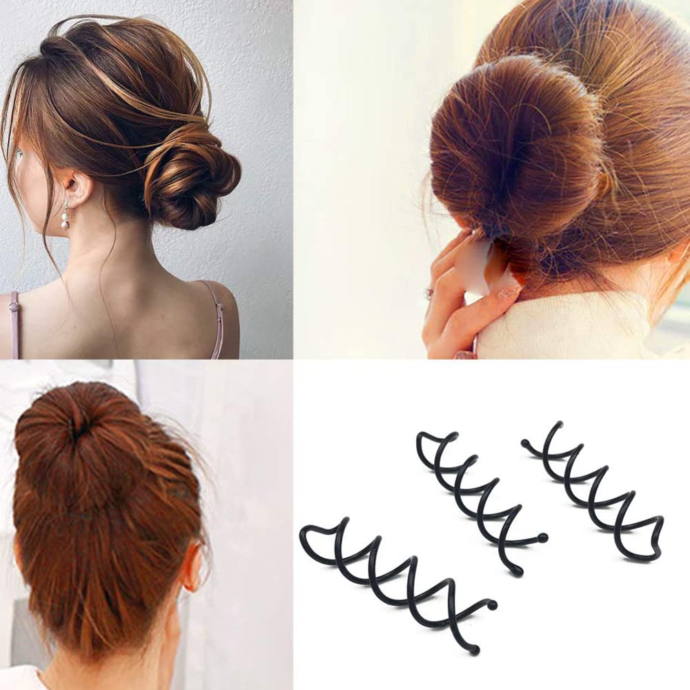 HD Novelty Twist Hair Pins - 7.5cm Spiral Hair Grips for Women & Girls, DIY Bun Maker with Round Tips (Black) - Perfect for Updos, Braids, and Everyday Hairstyles
